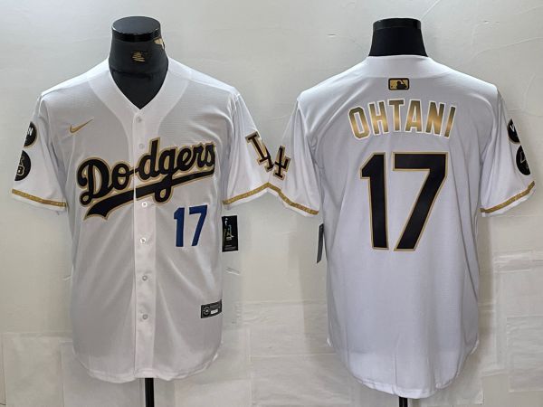 Men Los Angeles Dodgers #17 Ohtani White Fashion Nike Game MLB Jersey style 4